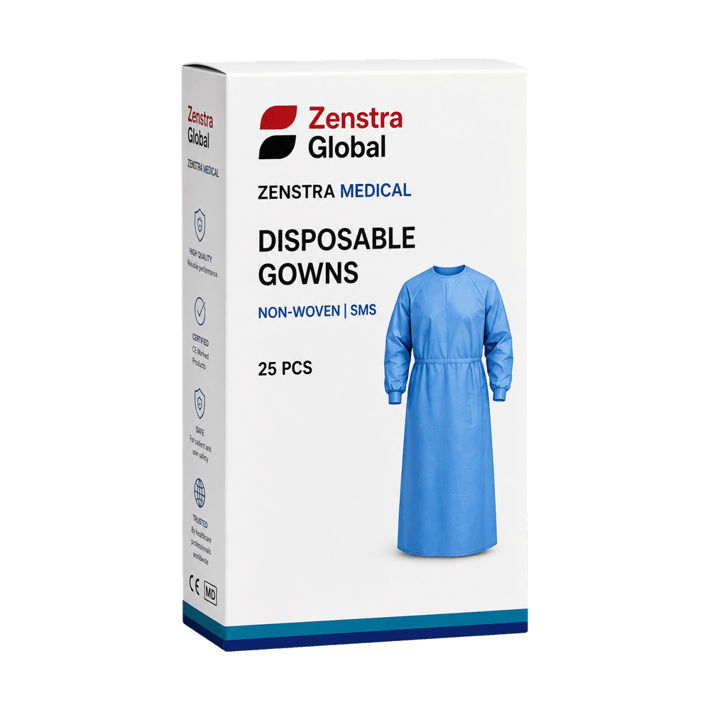 Zenstra Medical Disposable Gowns packaging